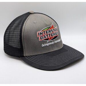 Interstate Batteries Racing Hat Baseball Cap Mesh Gray Black Mechanic Auto Car